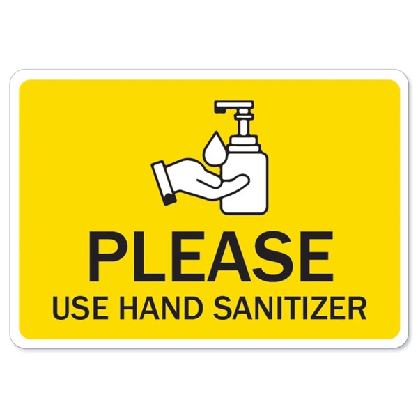 Safety Sign, OSHA Notice, 3.5" Height, Please Use Sanitizer, 10PK